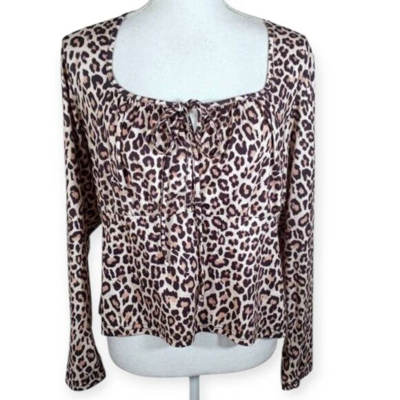 SHEIN CURVE CROP BROWN, CREAM, & BLACK LEOPARD PRINT TOP SZ.2XL EUC . - Picture 1 of 6